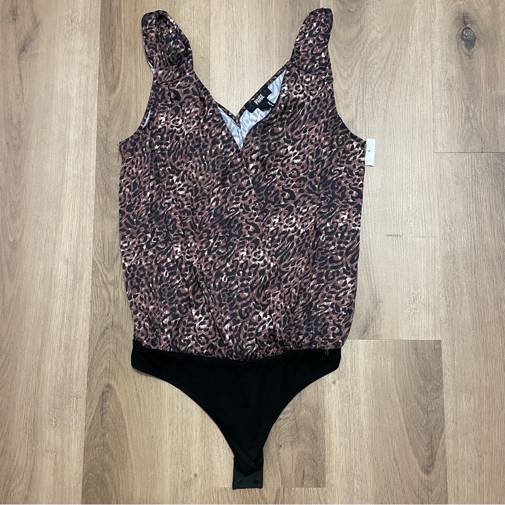NWT Paige Nadynne Leopard Bodysuit in Mocha Bisque & Ecru in Size XS